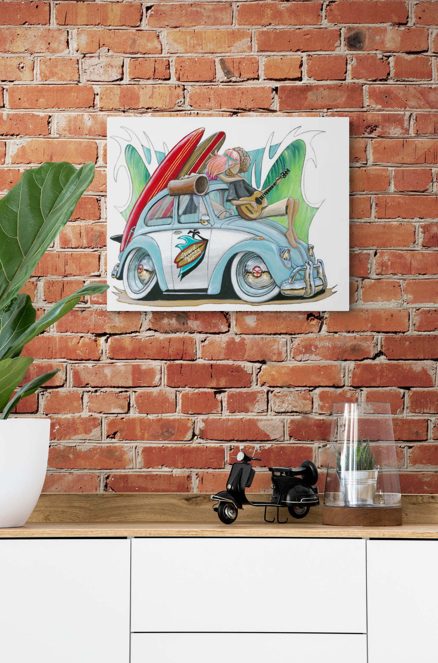 Some Like it Hot Original Painting feat. Nostalgic Beetle - Gerard Kearney Art Australia