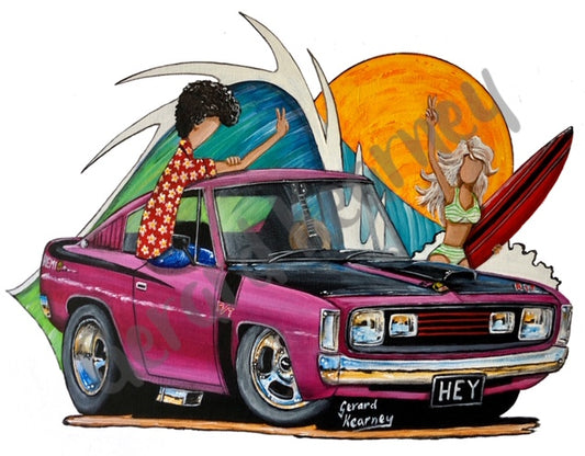 Hey Charger Original Painting feat. Chrysler Charger - Gerard Kearney Art Australia