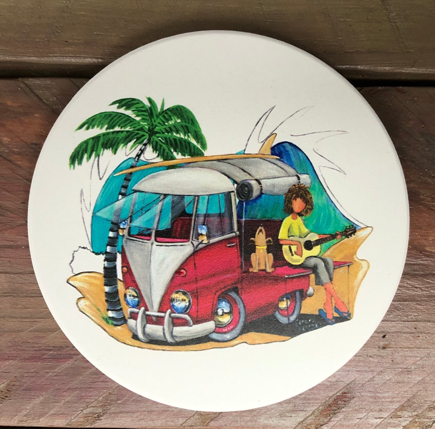 Retro Surf Ceramic Coasters - set of 6 - Gerard Kearney Art Australia