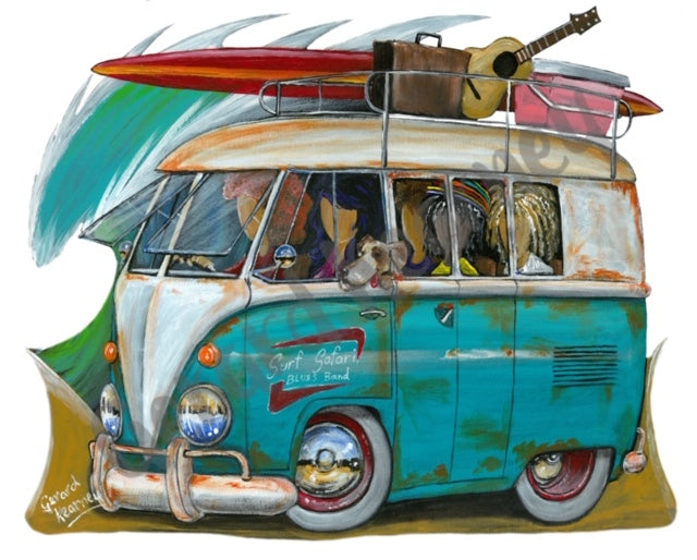 Surf Safari Print featuring Volkswagen Kombi Surf Bus - Gerard Kearney Art Australia