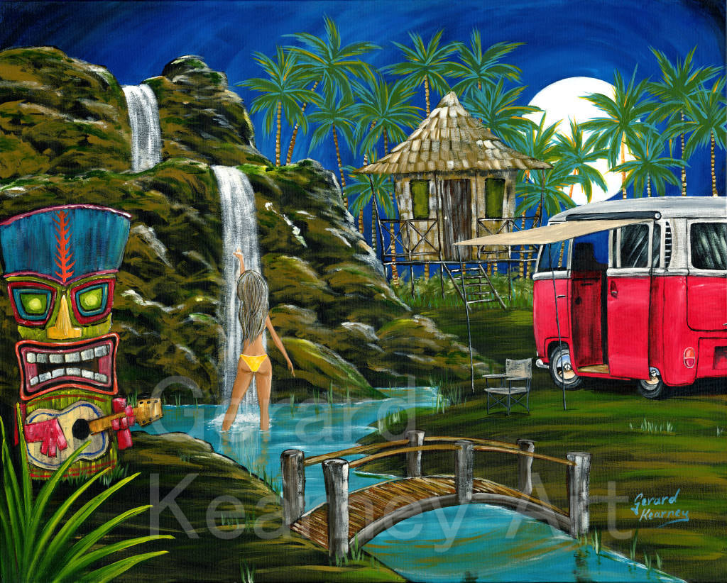 Tiki Falls Print - Gerard Kearney Art Australia