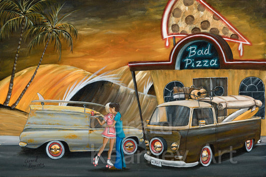 Bad Pizza Original Painting - Gerard Kearney Art Australia