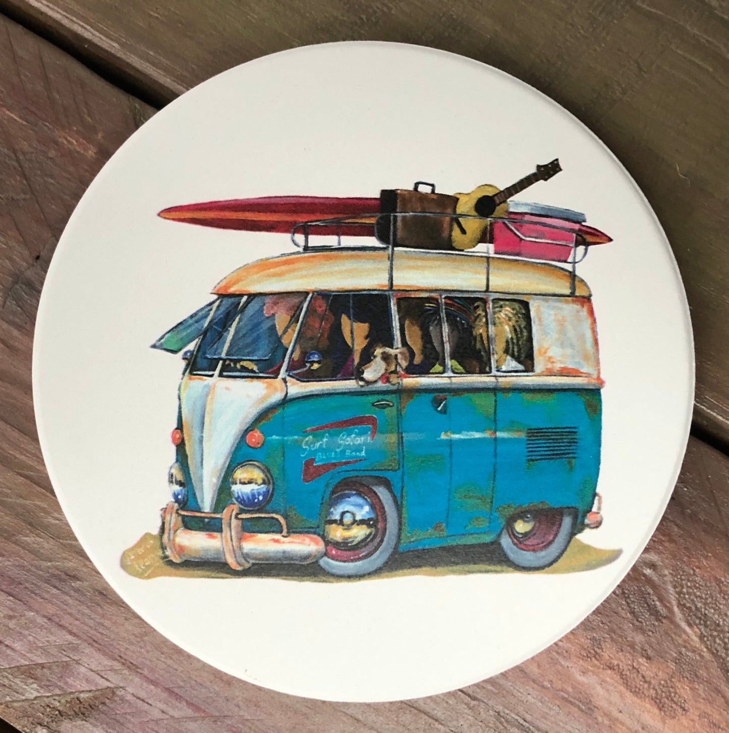 Retro Surf Ceramic Coasters - set of 6 - Gerard Kearney Art Australia